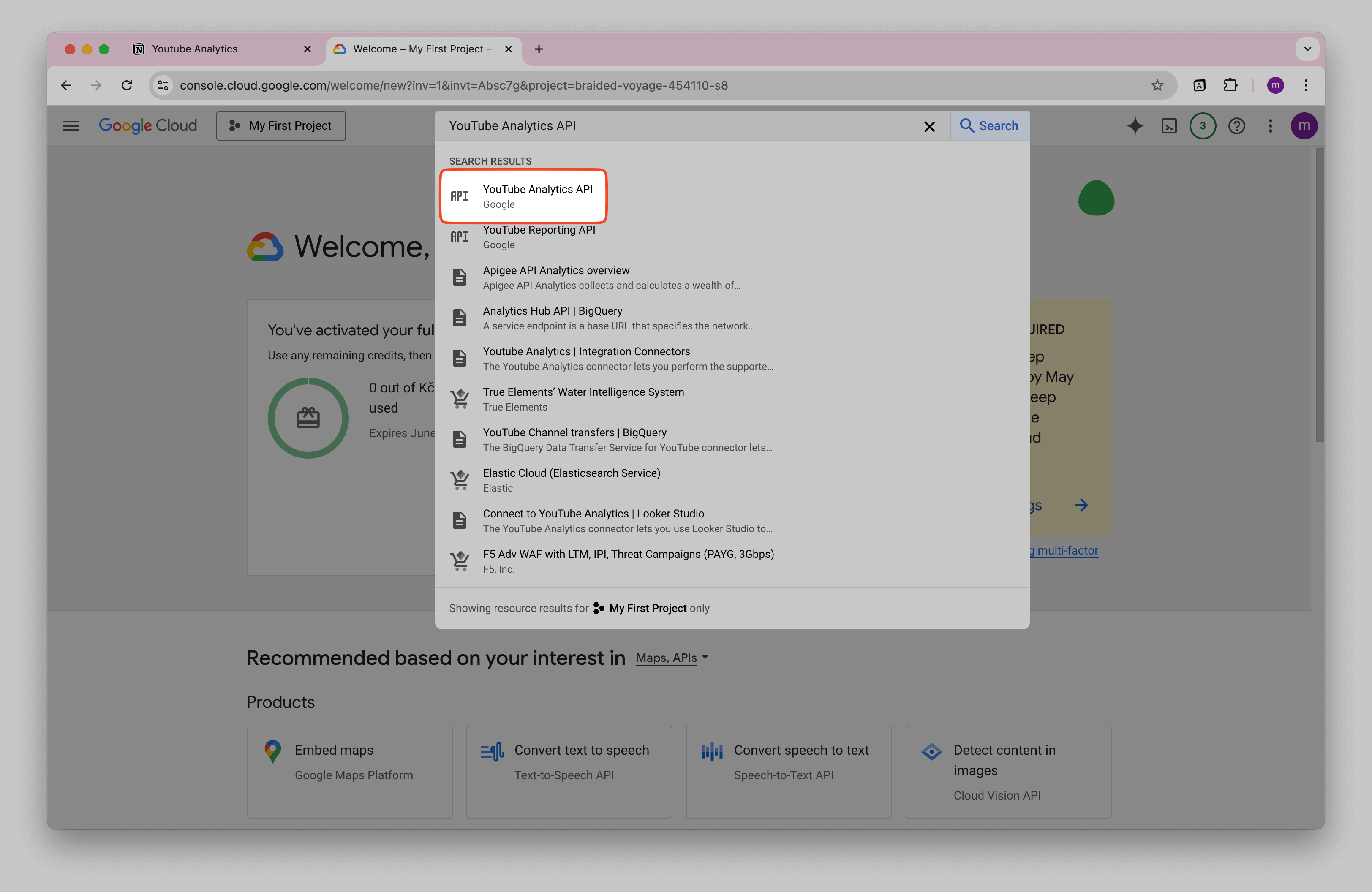Add Youtube Analytics API