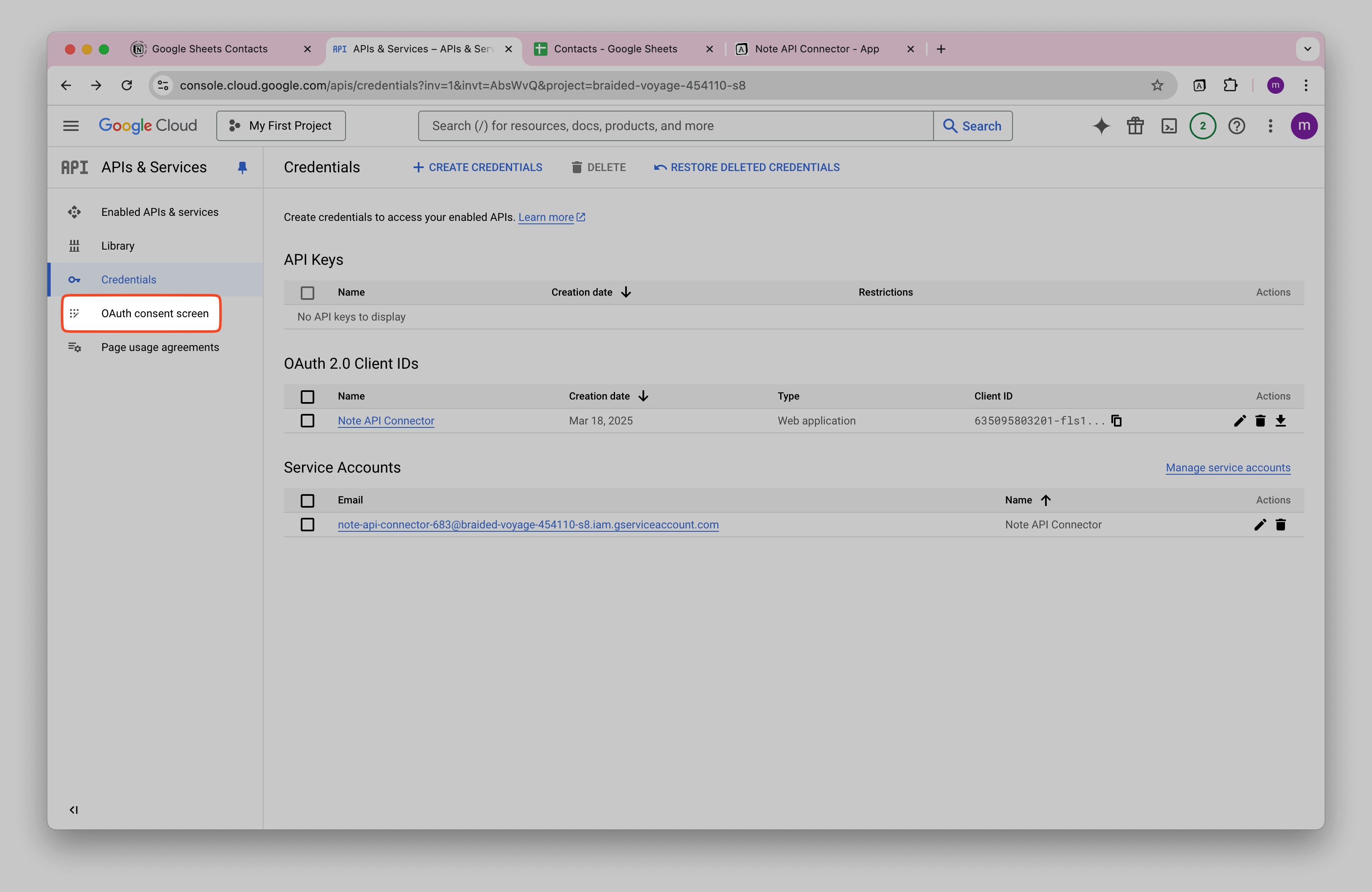 Google Cloud Open OAuth Consent