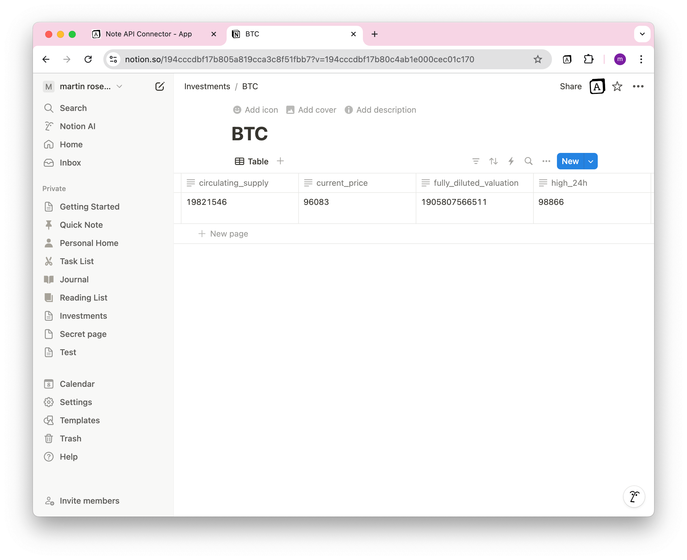 Imported Data in Notion
