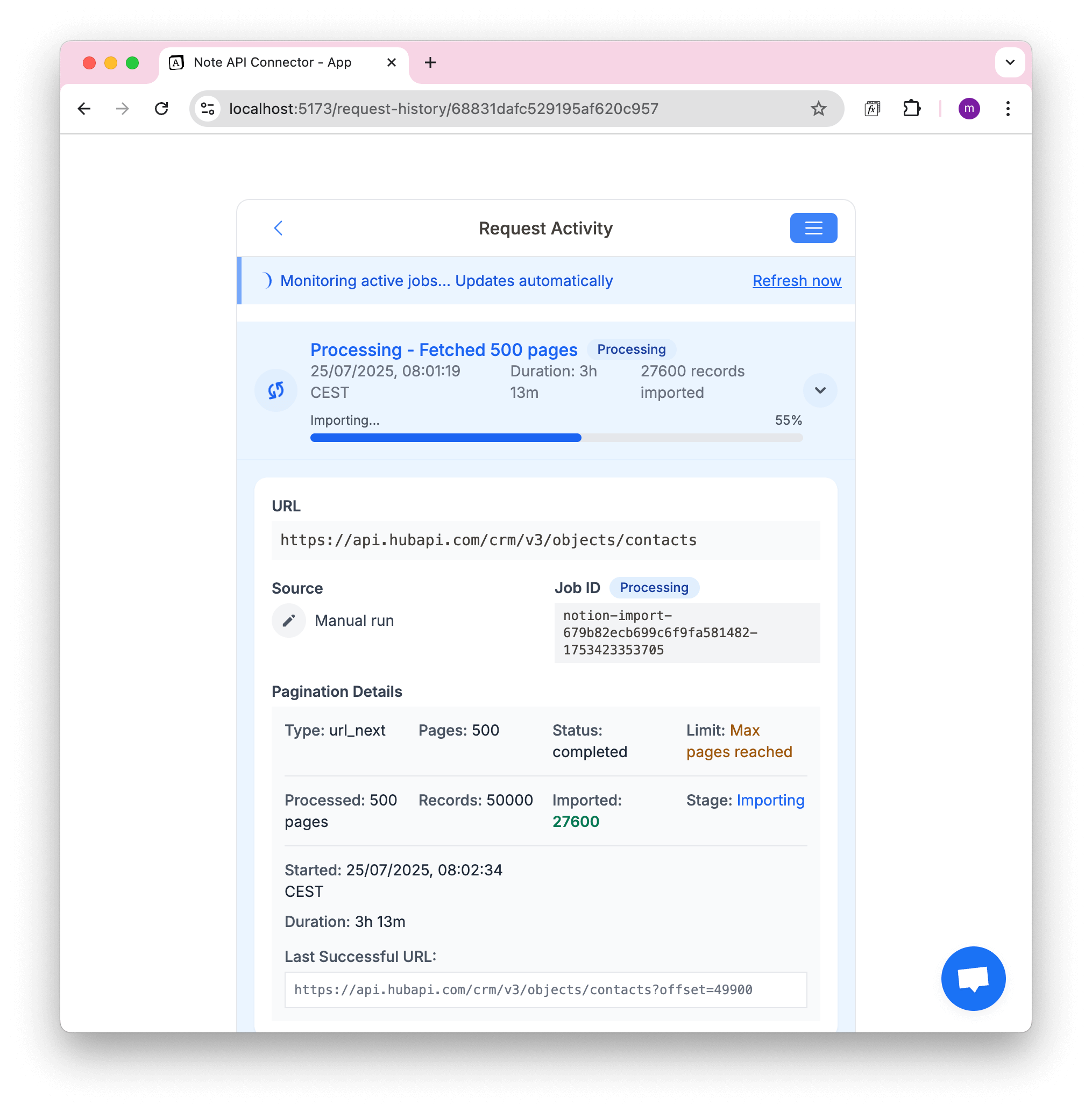 Paginated Request Running