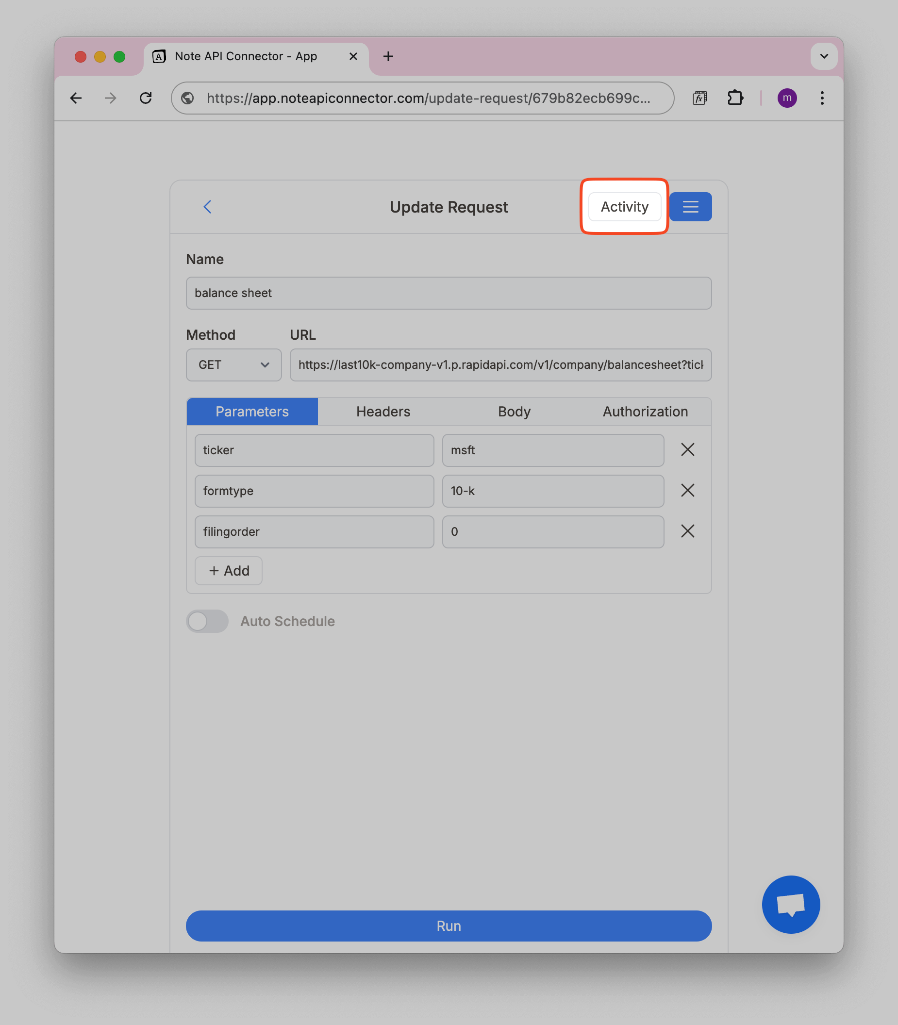 Accessing Activity from Request Screen