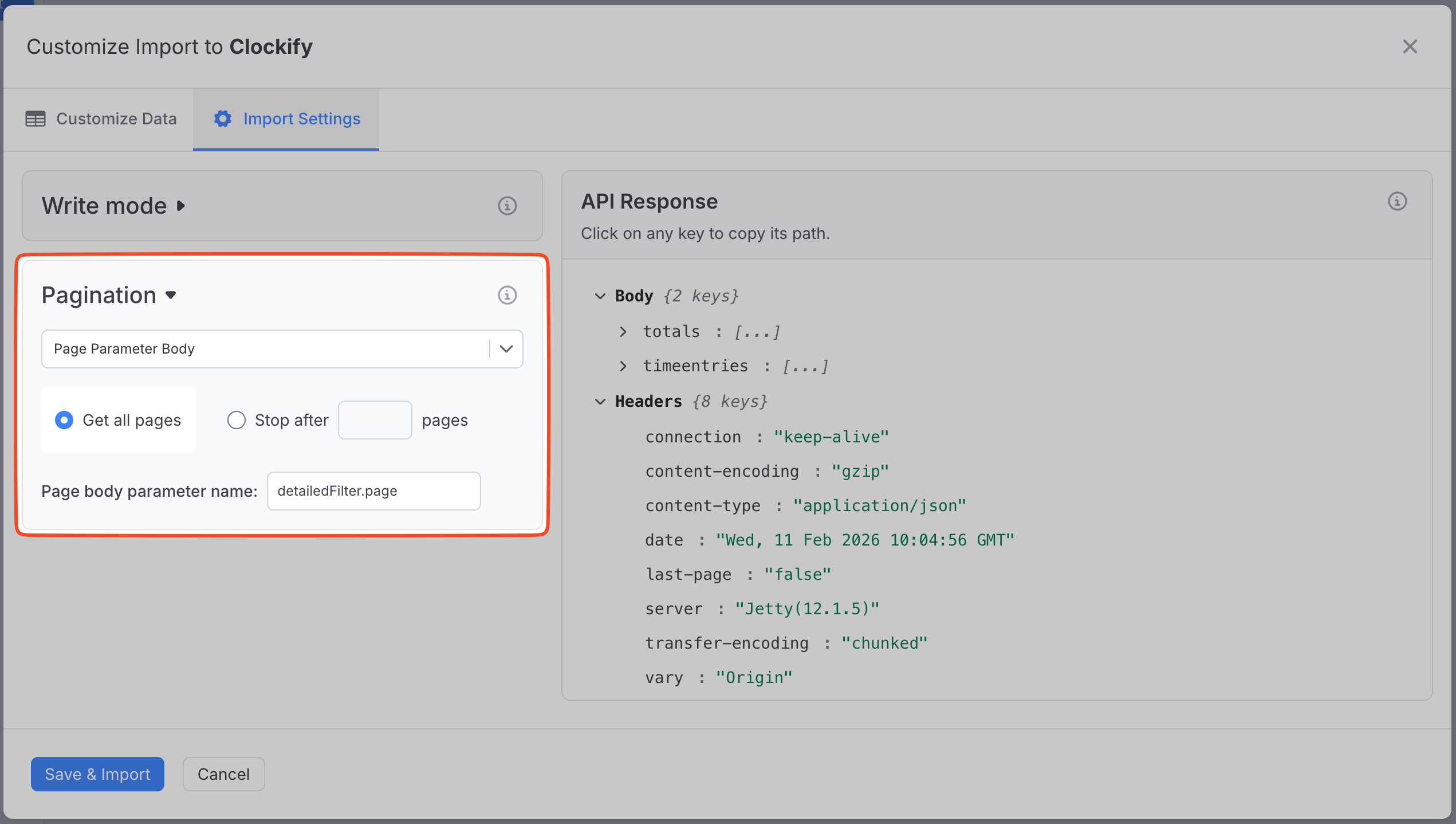 Page Parameter Body Pagination